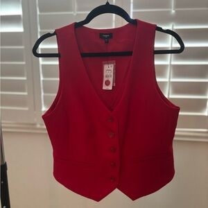 Express Red Tailored Button Vest